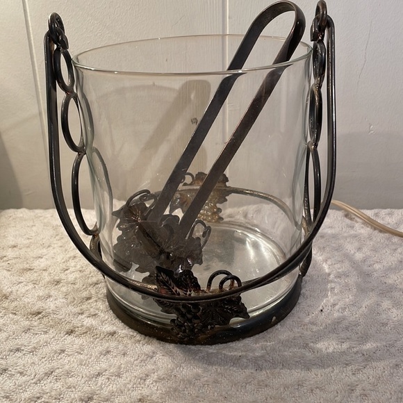 VINTAGE Ice Bucket Studio Silversmith Grape Glass & Silverplate - Picture 9 of 9